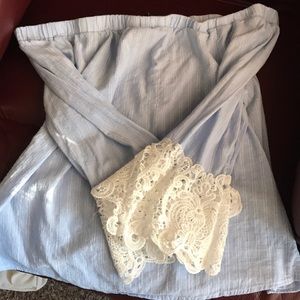 Off the shoulder blue blouse